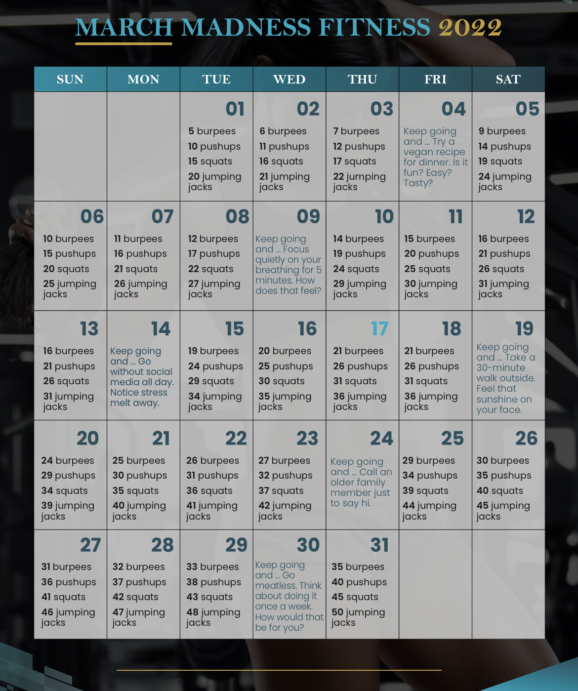 "March Madness" Calendar - Full Circle Coaching