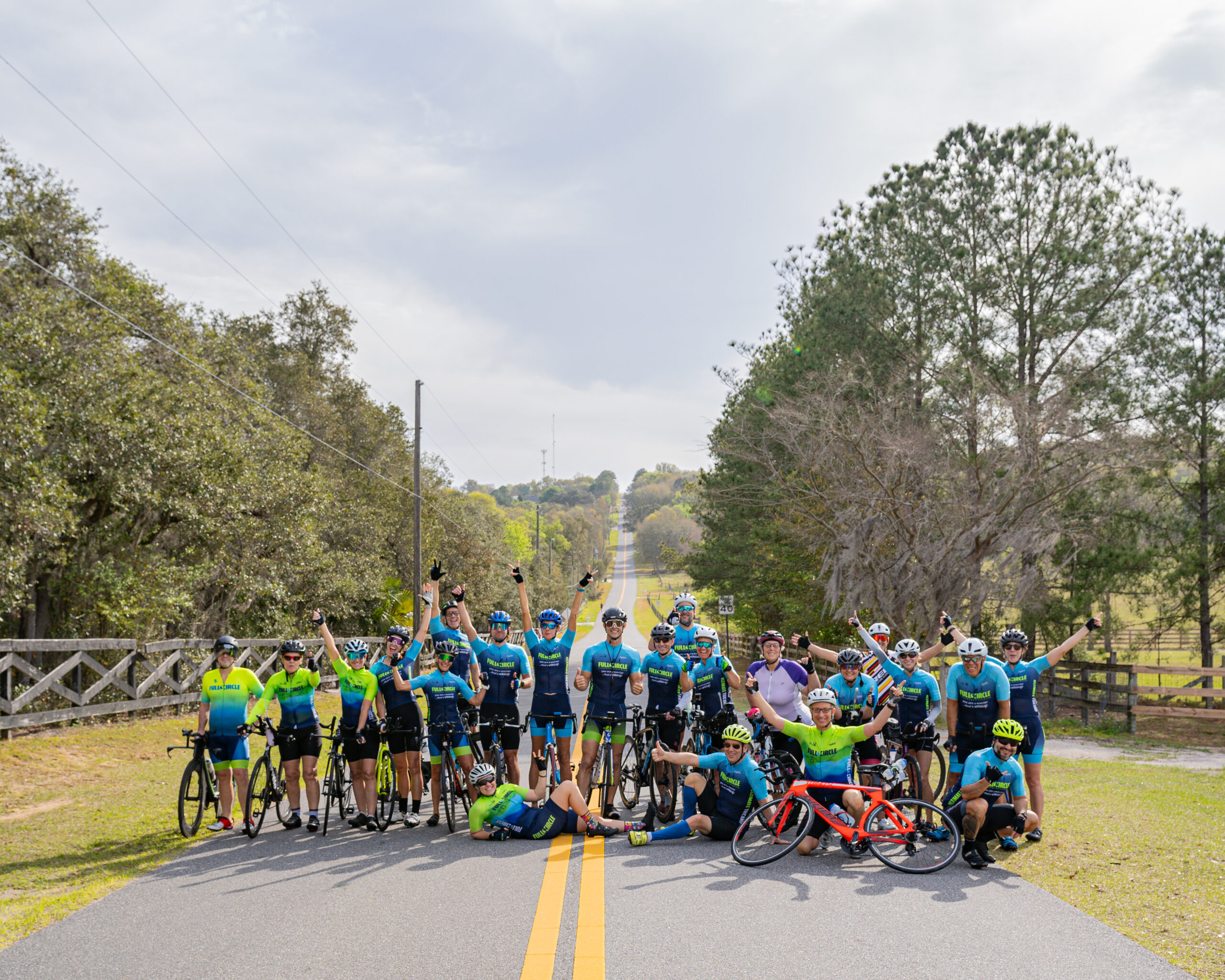 Group photo of triathletes training together