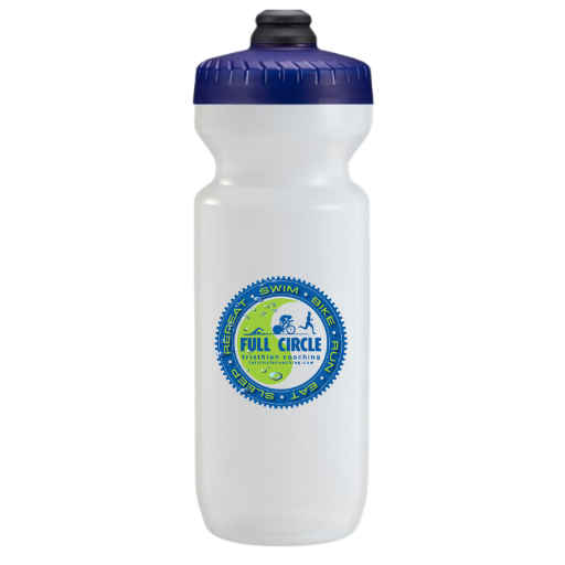 Full Circle Coaching branded water bottle for triathlon